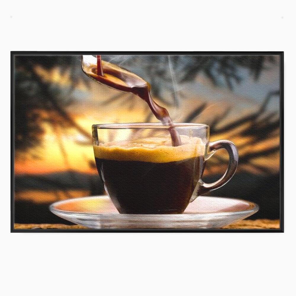 Tablou canvas cu tablou canvas cu ceasca de espresso, in rama de aluminiu negru
